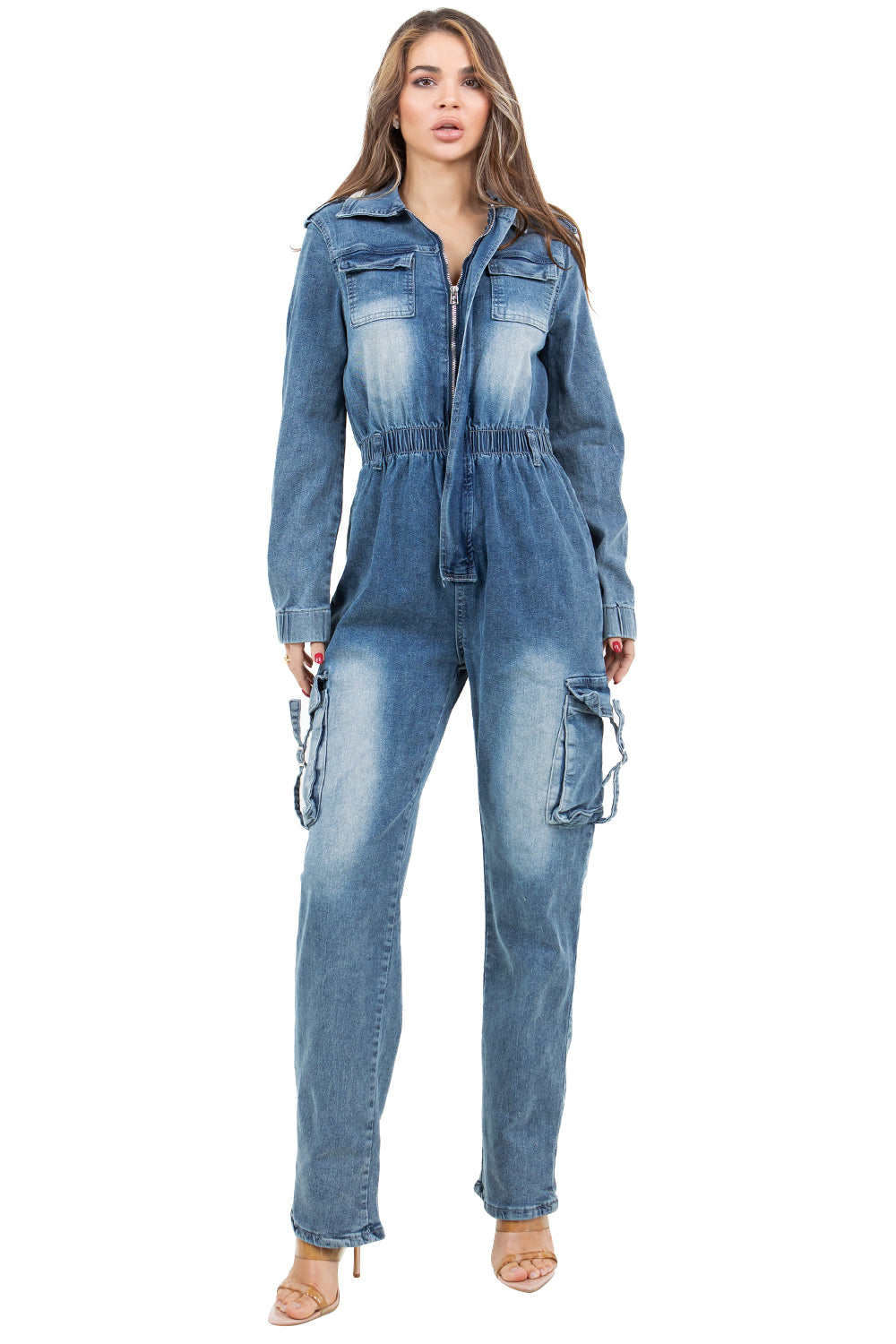 WOMEN DENIM FASHION JUMPSUIT