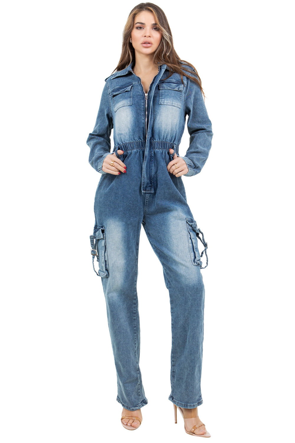 WOMEN DENIM FASHION JUMPSUIT