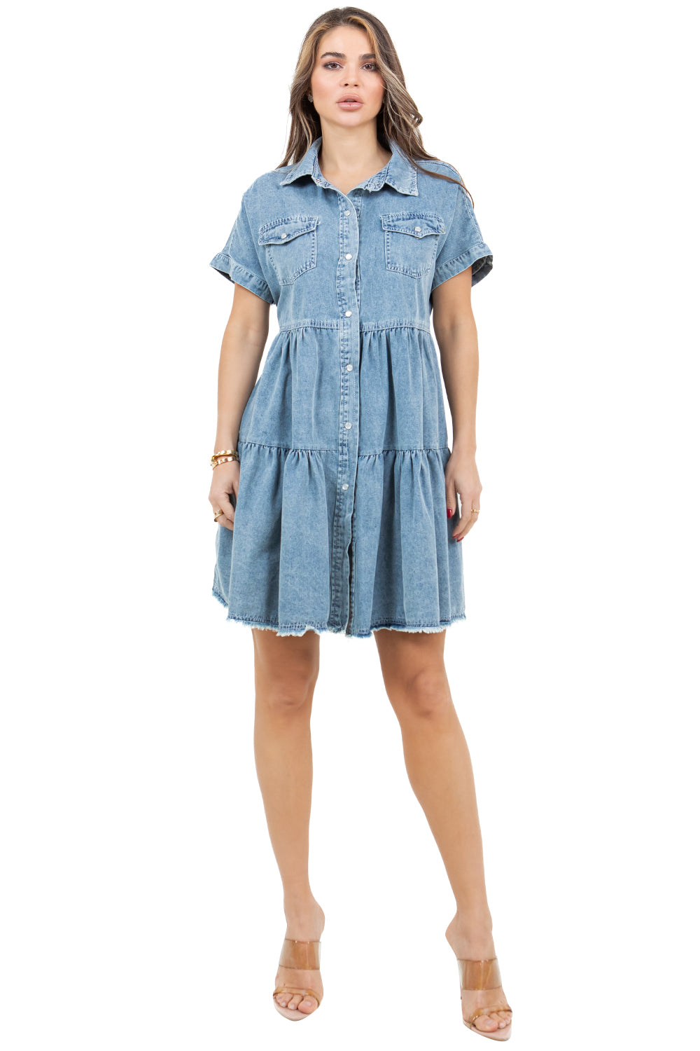 WOMEN FASHION DENIM BAYBDOLL DRESS