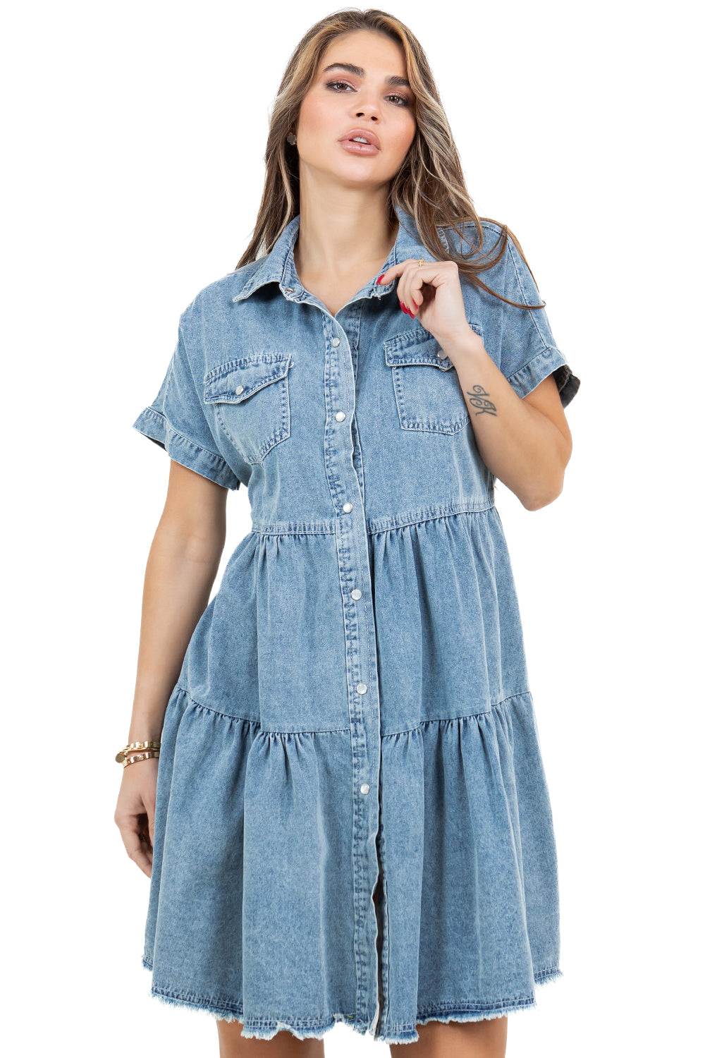 WOMEN FASHION DENIM BAYBDOLL DRESS