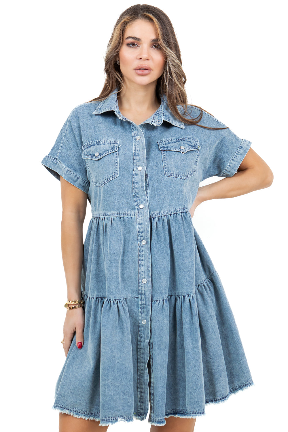 WOMEN FASHION DENIM BAYBDOLL DRESS