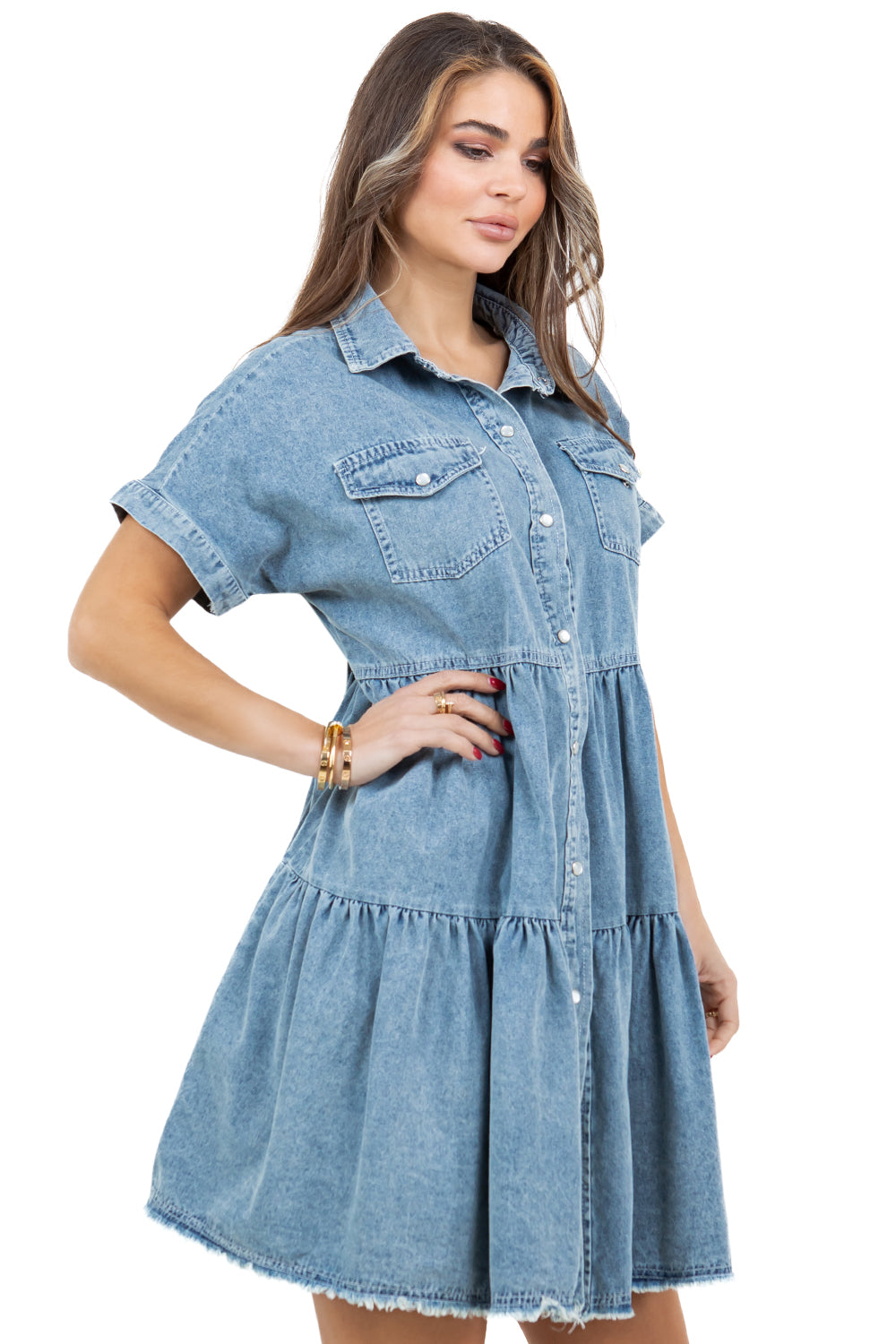 WOMEN FASHION DENIM BAYBDOLL DRESS