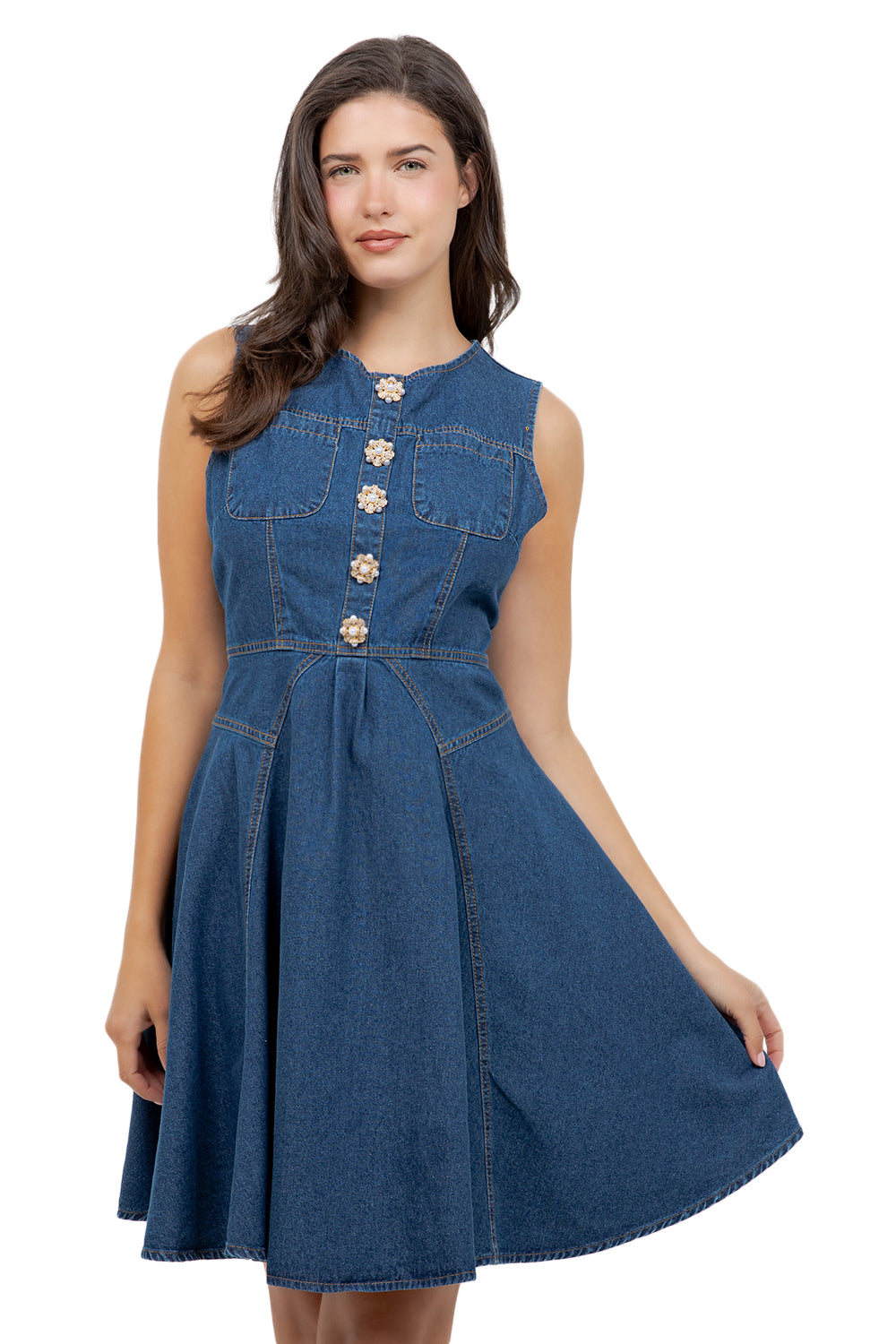 WOMEN FASHION DENIM MINI DRESS