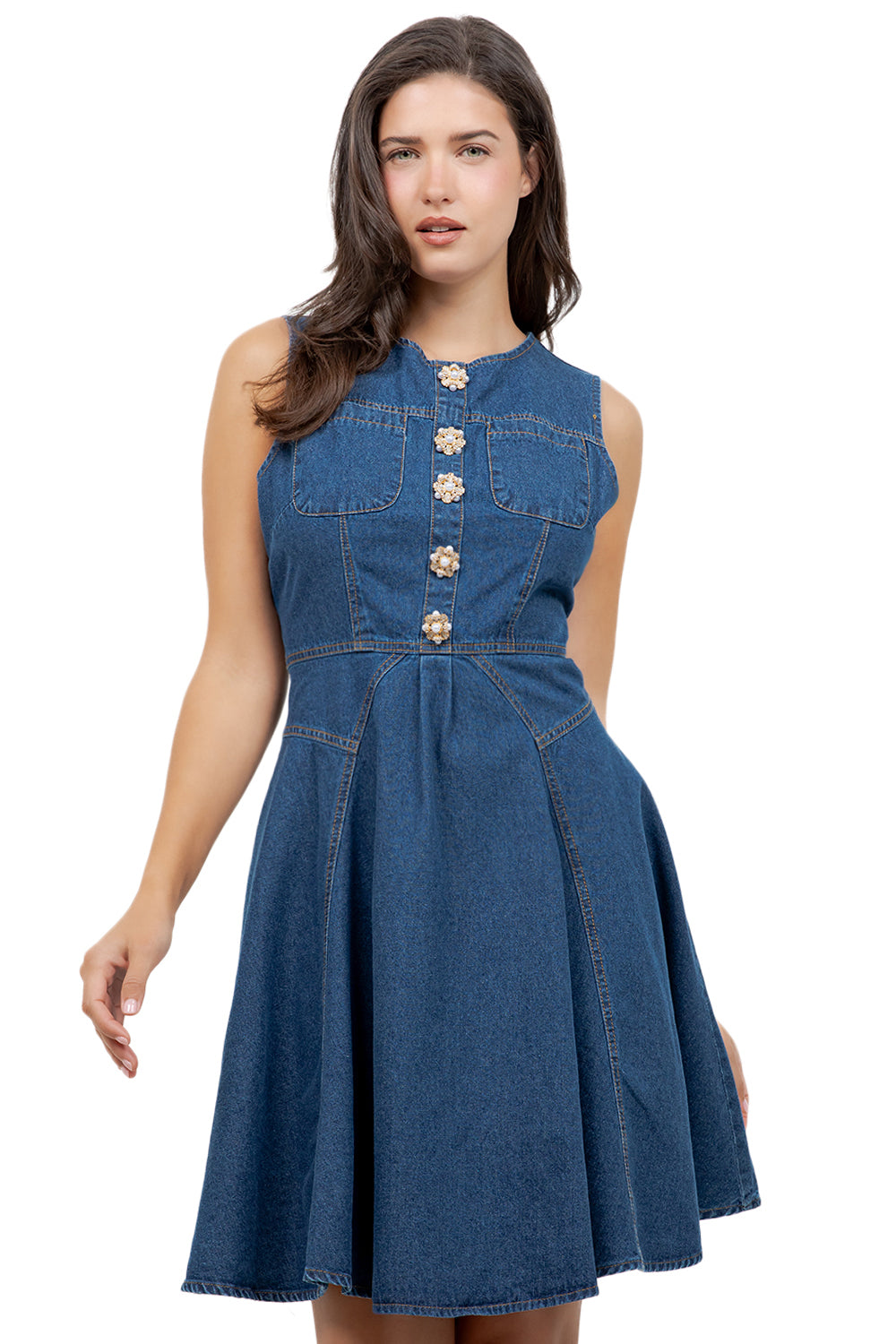 WOMEN FASHION DENIM MINI DRESS