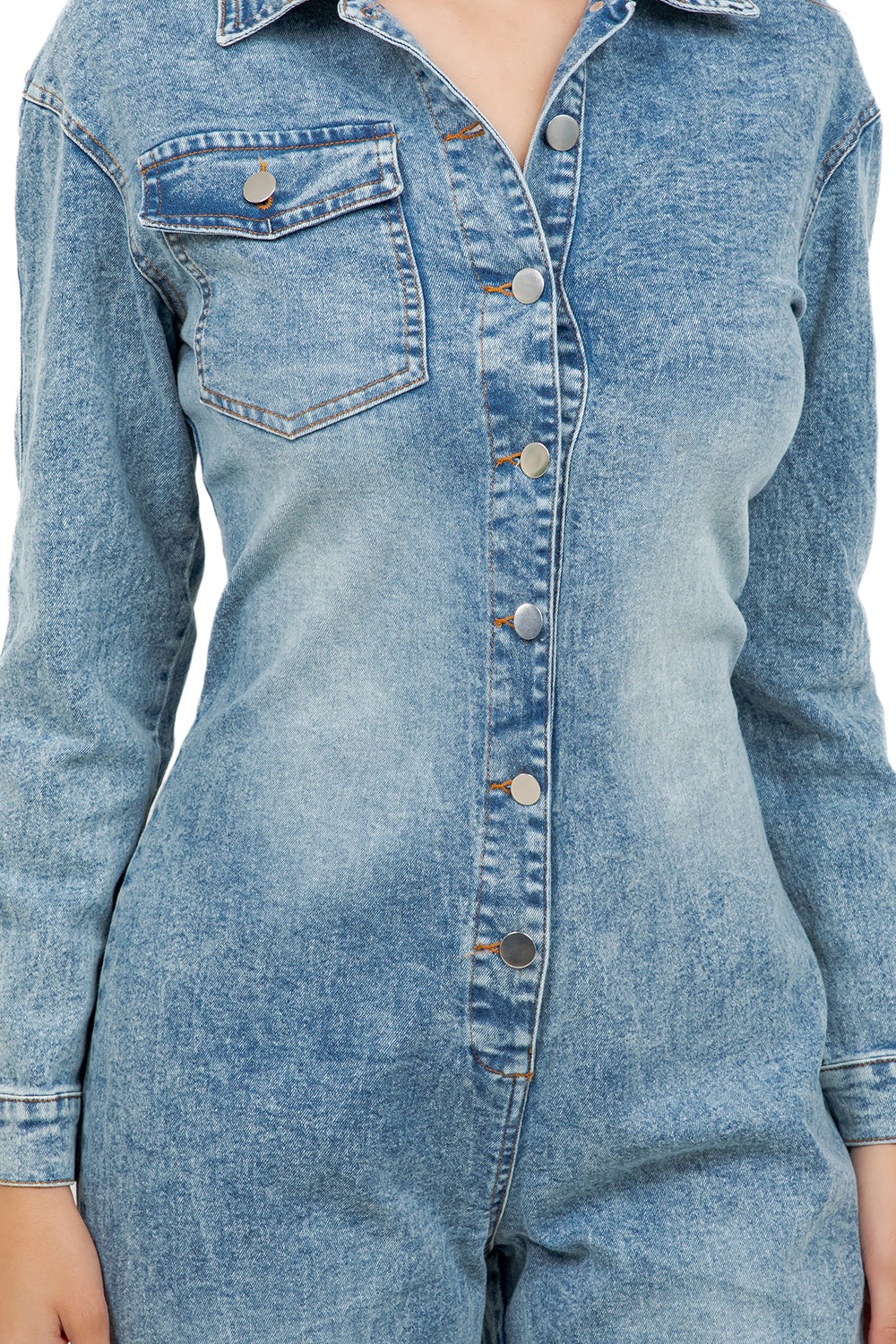WOMEN FASHION DENIM WIDE LEG JUMPSUIT