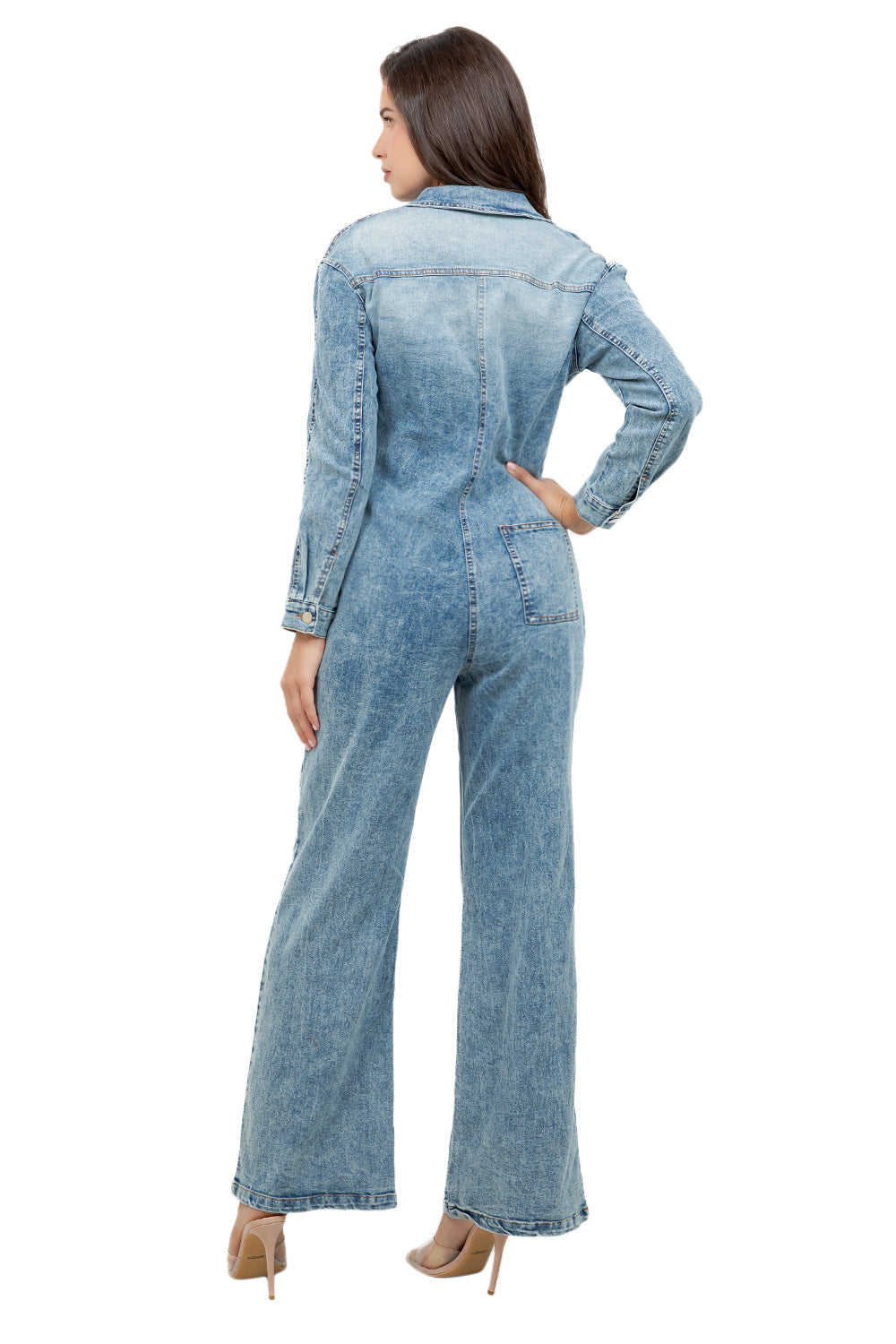 WOMEN FASHION DENIM WIDE LEG JUMPSUIT