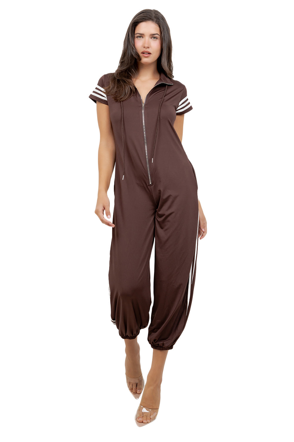 WOMEN FASHION SHORT SLEEVES JOGGER JUMPSUIT