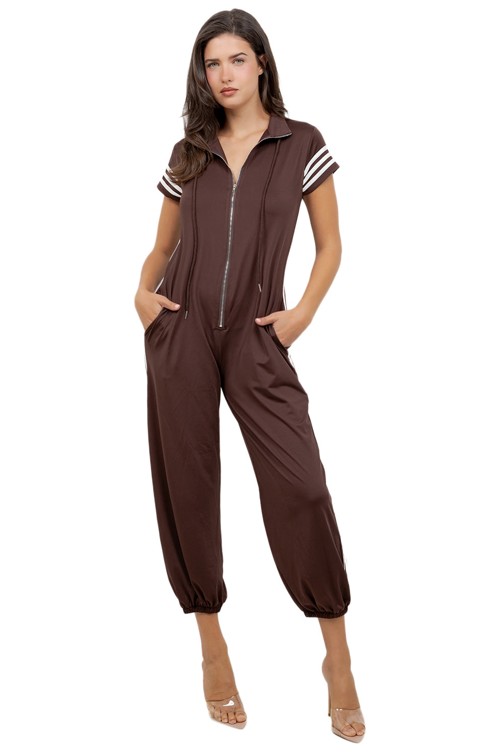 WOMEN FASHION SHORT SLEEVES JOGGER JUMPSUIT