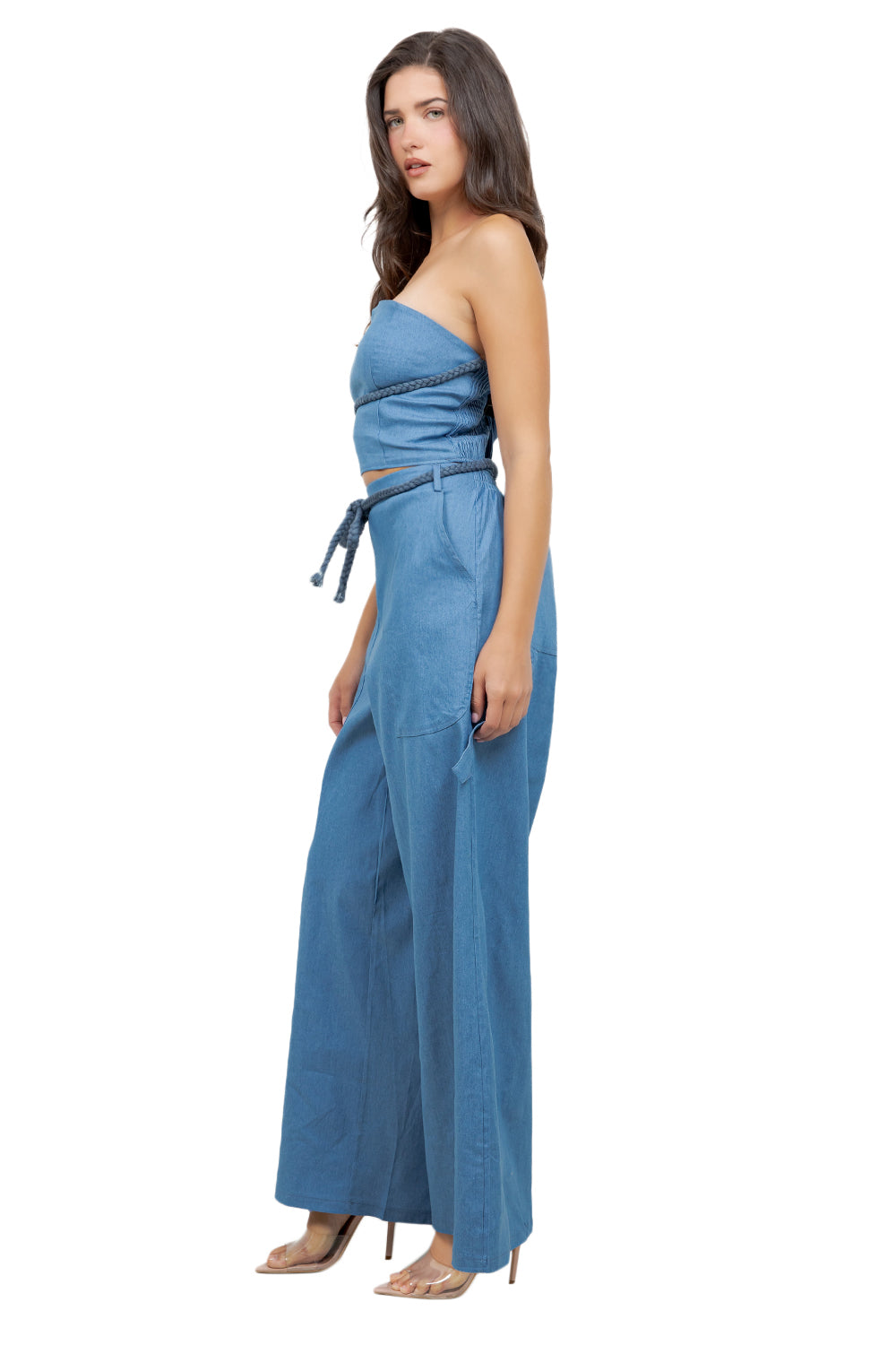 WOMEN FASHION CUTE CROP TOP AND PANTS SET