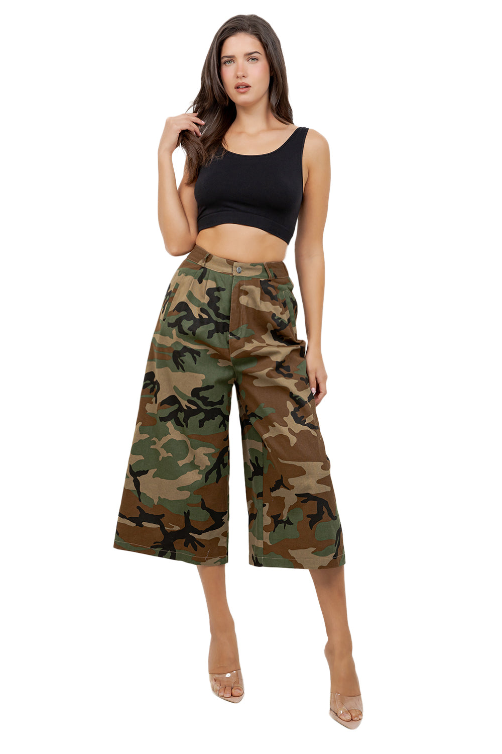 WOMEN FASHION BAGGY CAMO SHORT