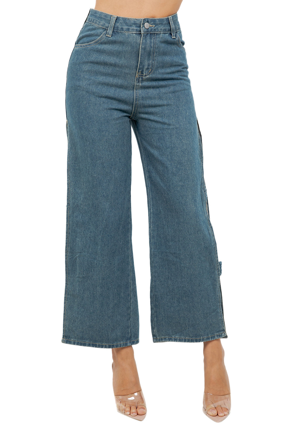 WOMEN FASHION DENIM WIDE LEG JEANS