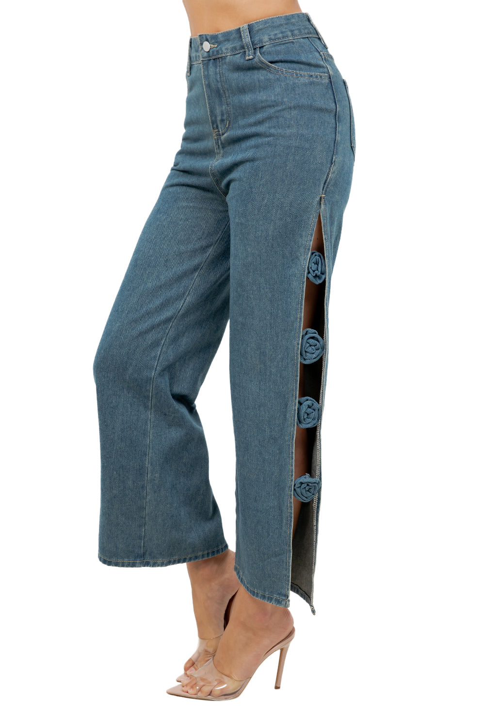 WOMEN FASHION DENIM WIDE LEG JEANS