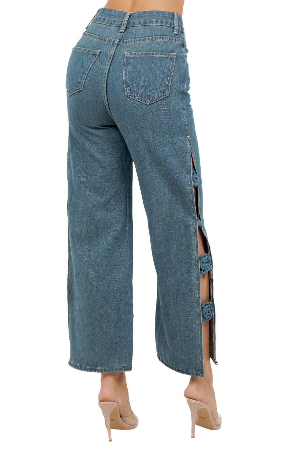 WOMEN FASHION DENIM WIDE LEG JEANS