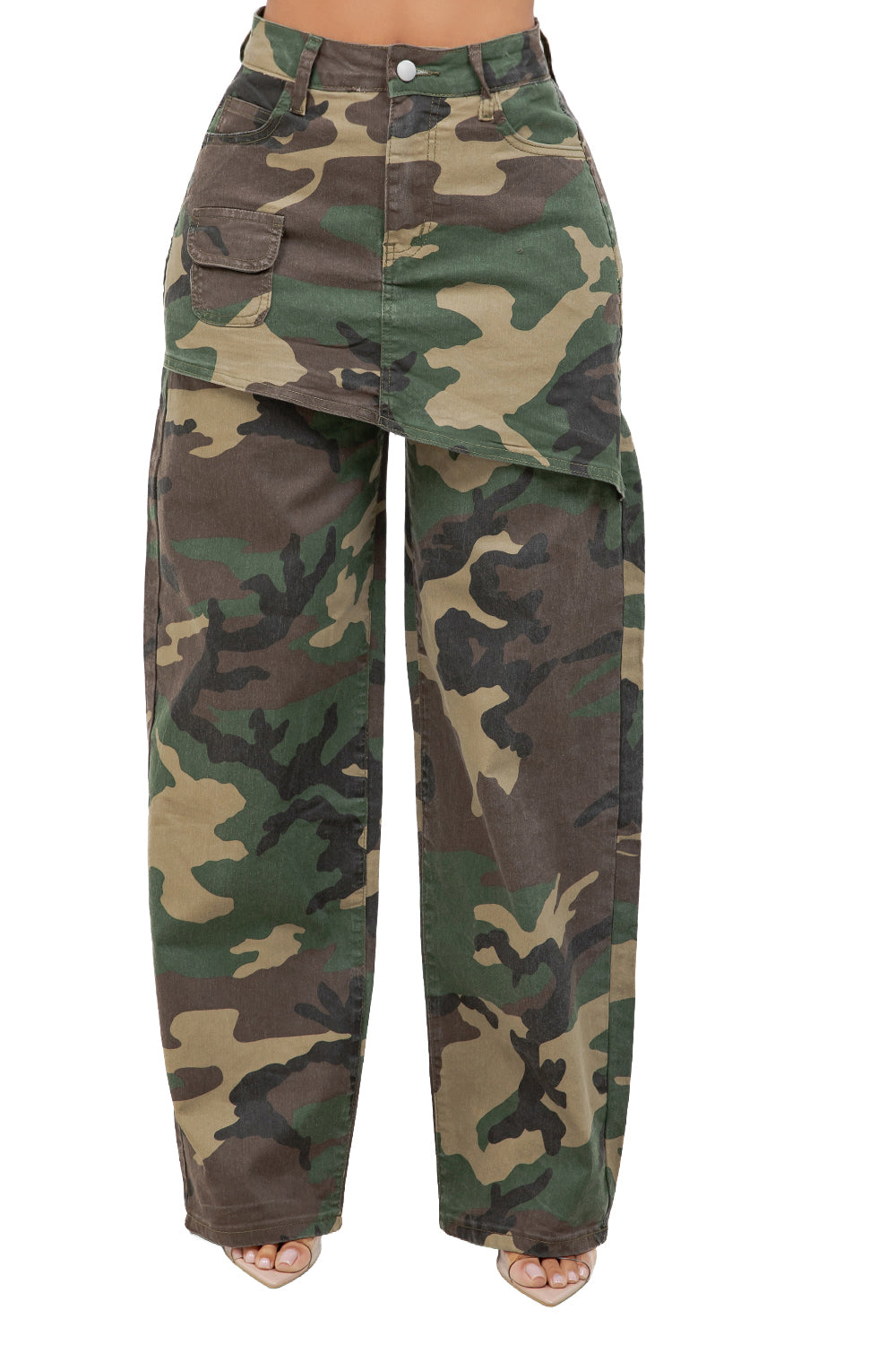 WOMEN FASHION OVERSKIRT WIDE LEG PANTS