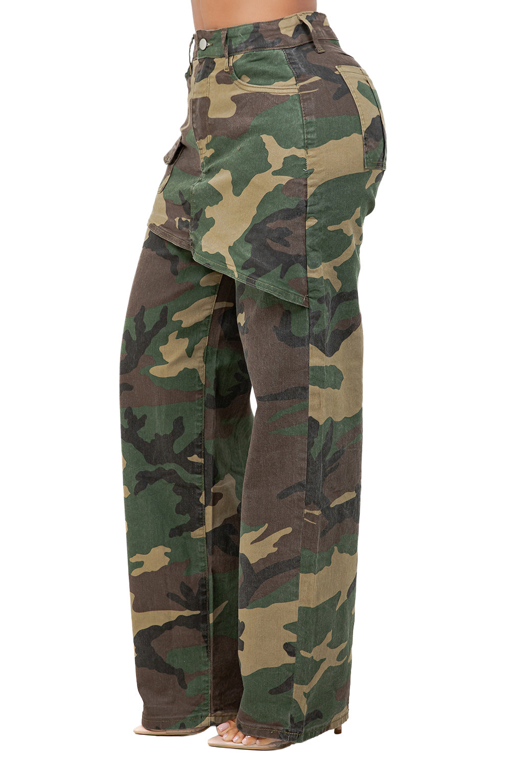 WOMEN FASHION OVERSKIRT WIDE LEG PANTS