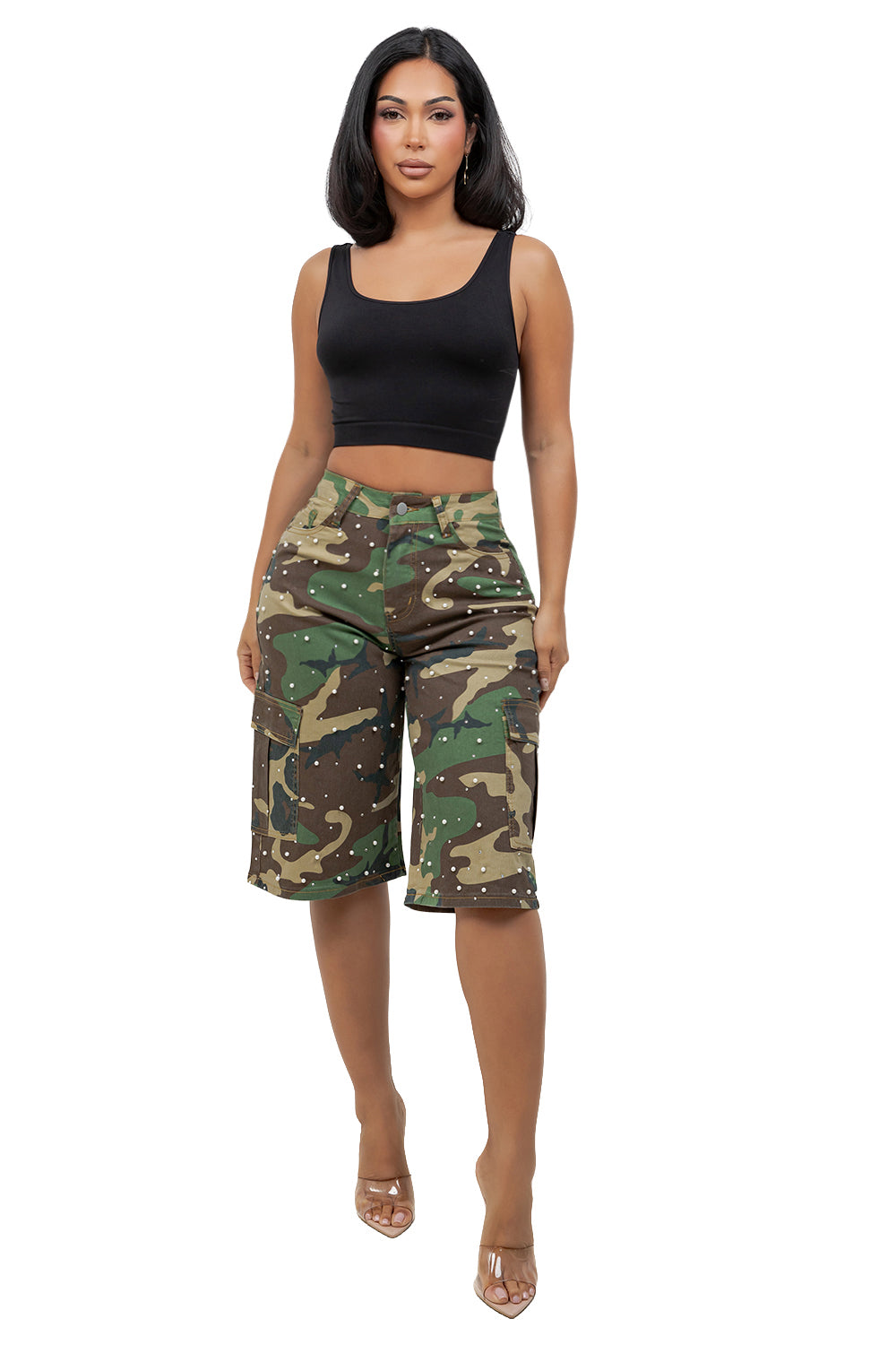 WOMEN FASHION BAGGY CAMO SHORT