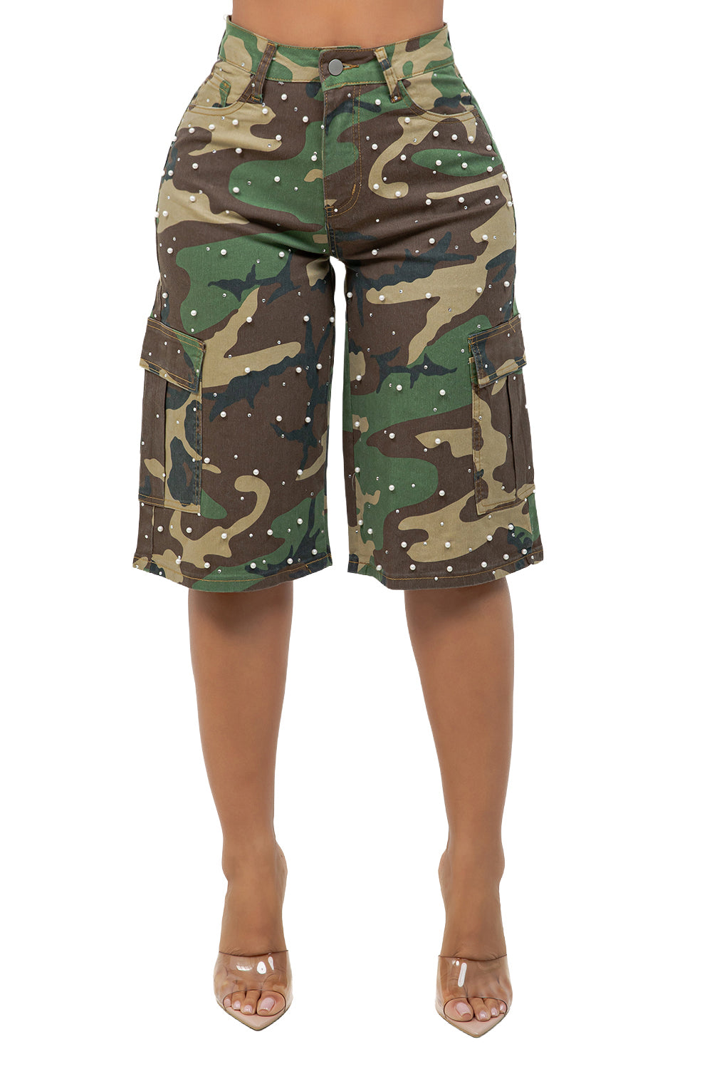 WOMEN FASHION BAGGY CAMO SHORT