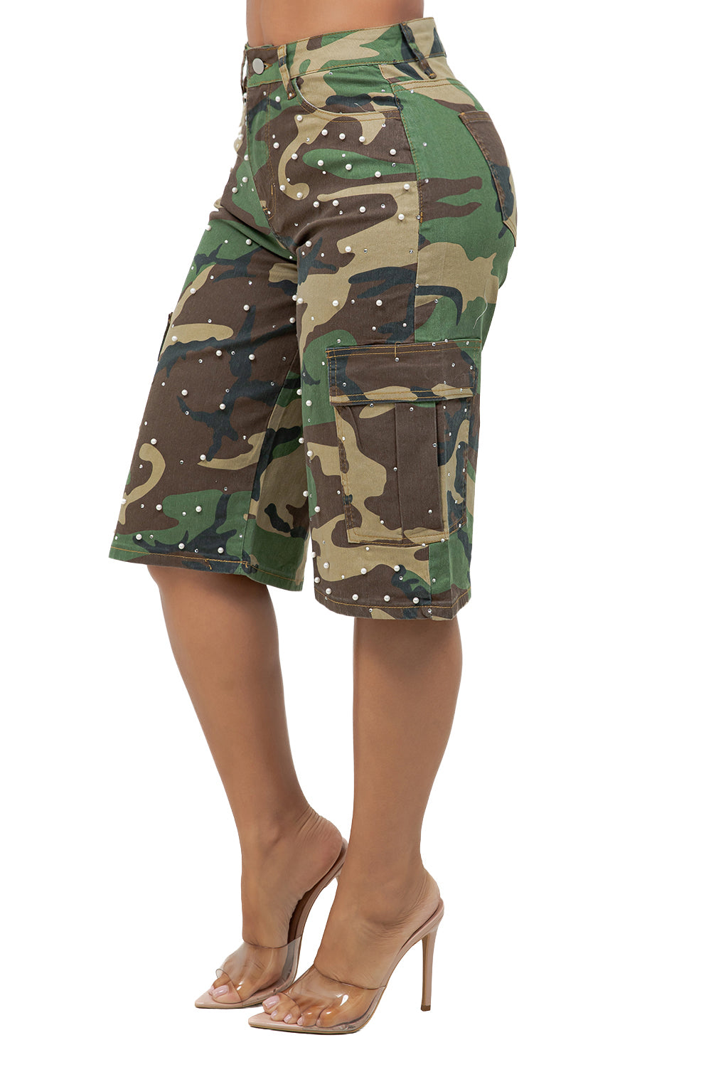 WOMEN FASHION BAGGY CAMO SHORT