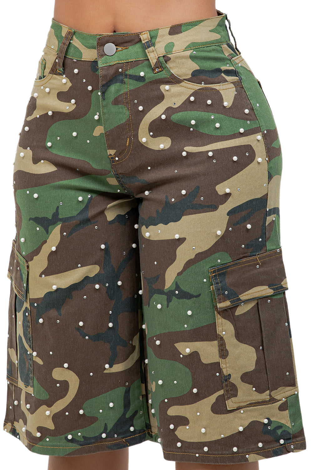 WOMEN FASHION BAGGY CAMO SHORT