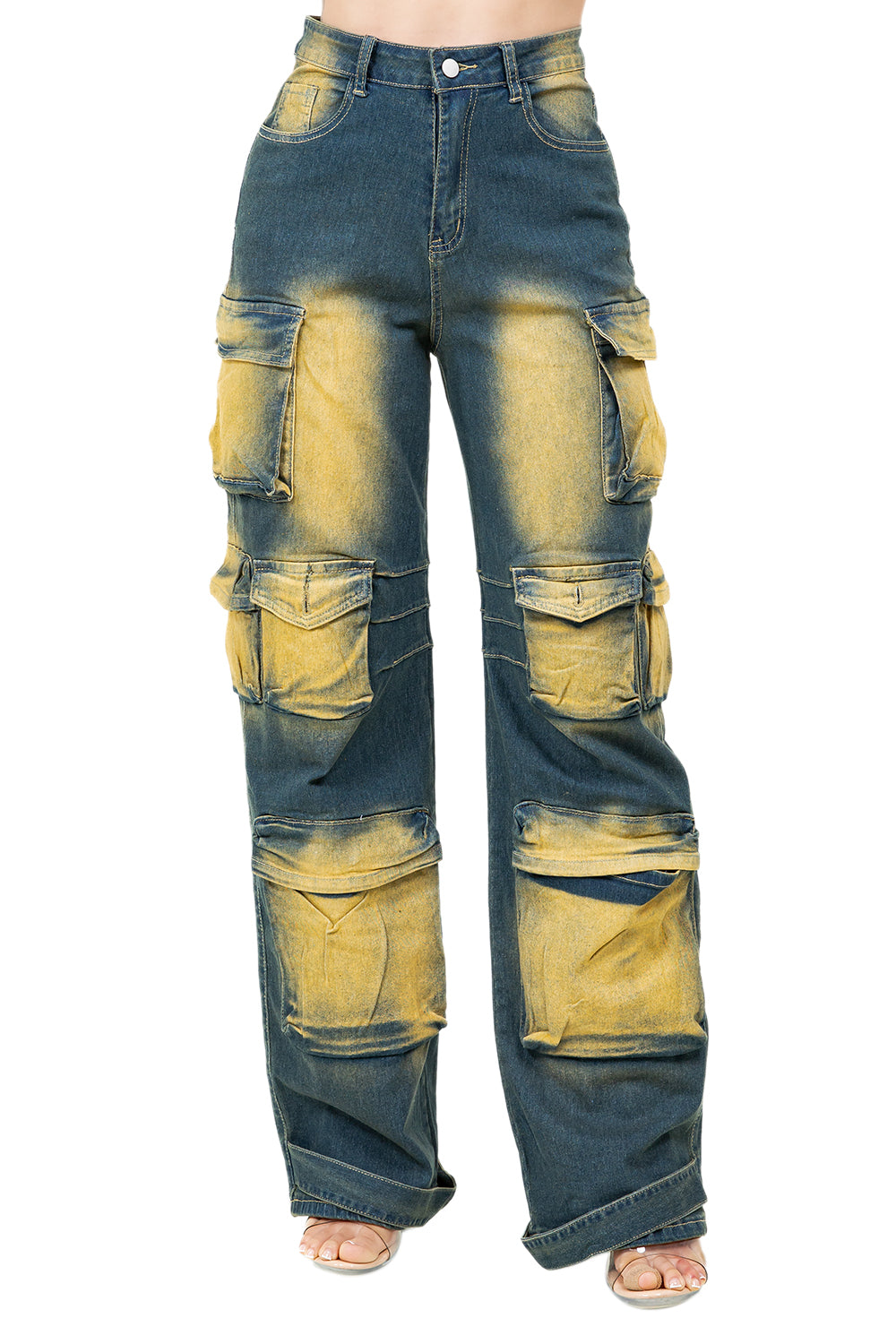 WOMEN FASHION CARGO STYLE DENIM PANTS
