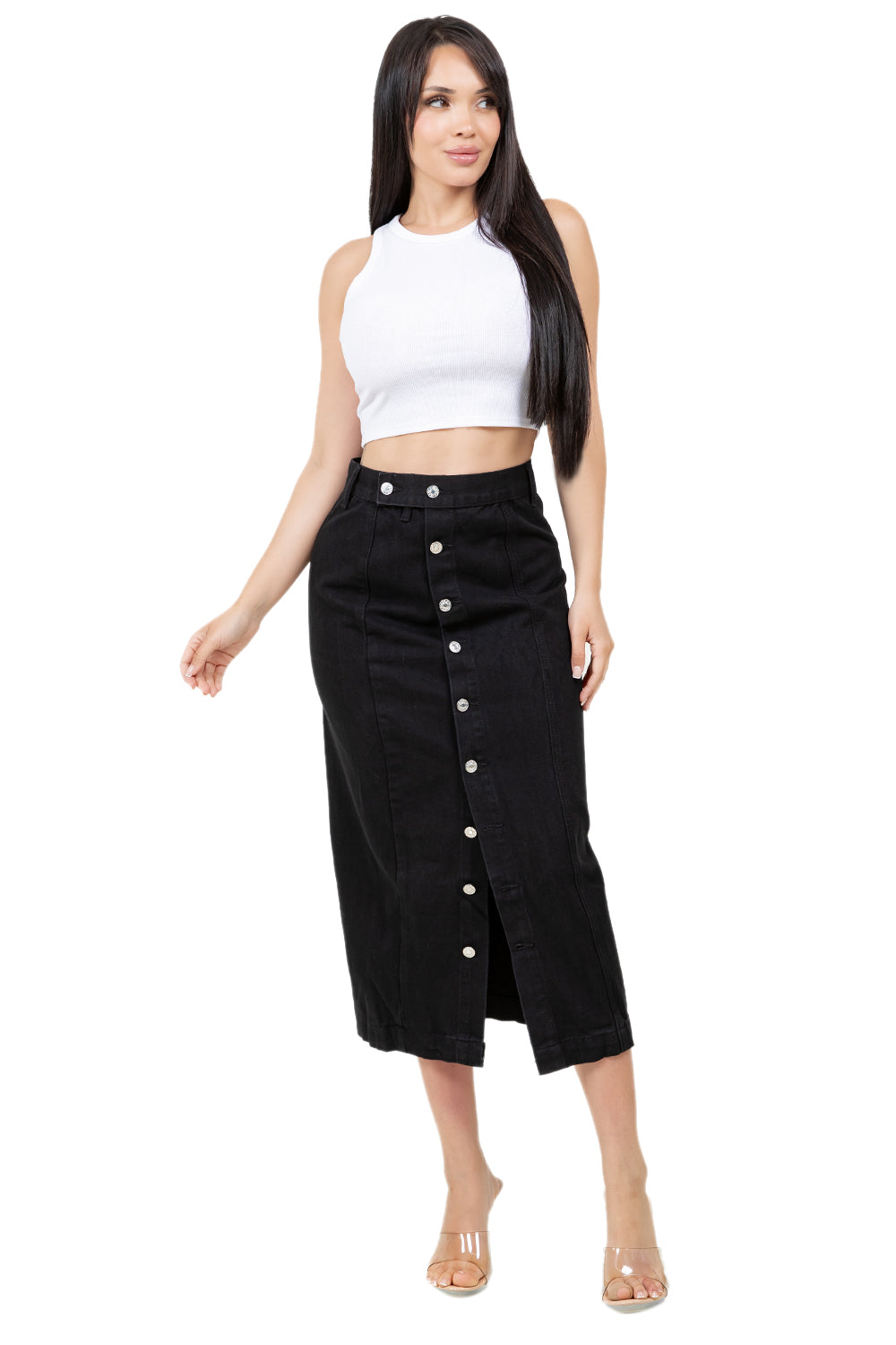 WOMEN FASHION DENIM LONG MAXI SKIRT