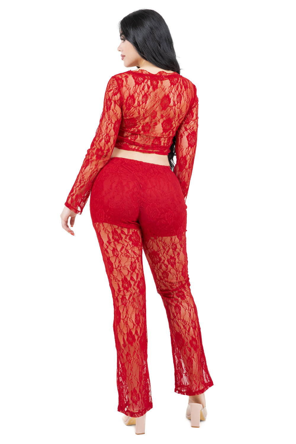 WOMEN FASHION LACE TOP AND PANT SET