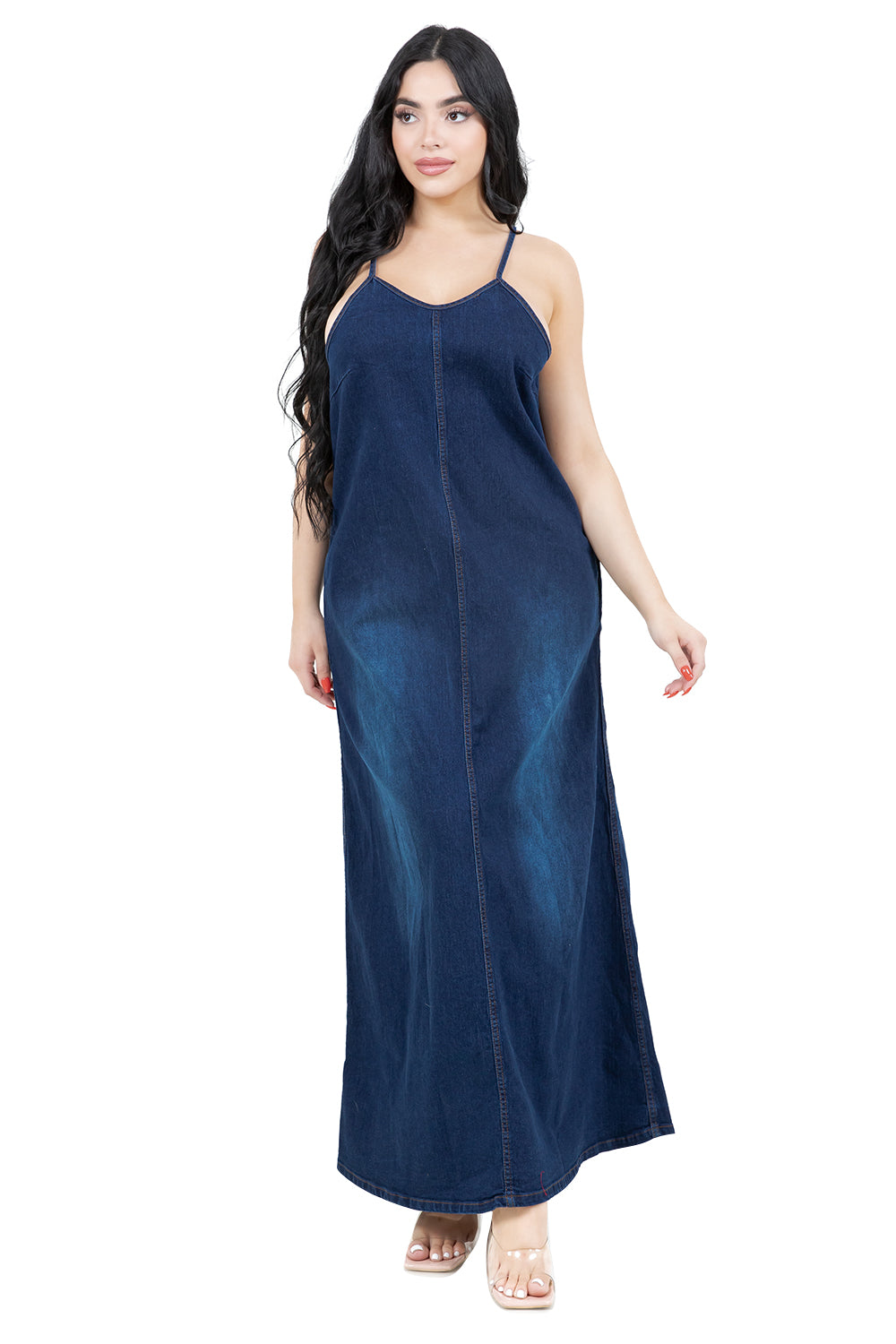 WOMEN FASHION DENIM LONG MAXI DRESS