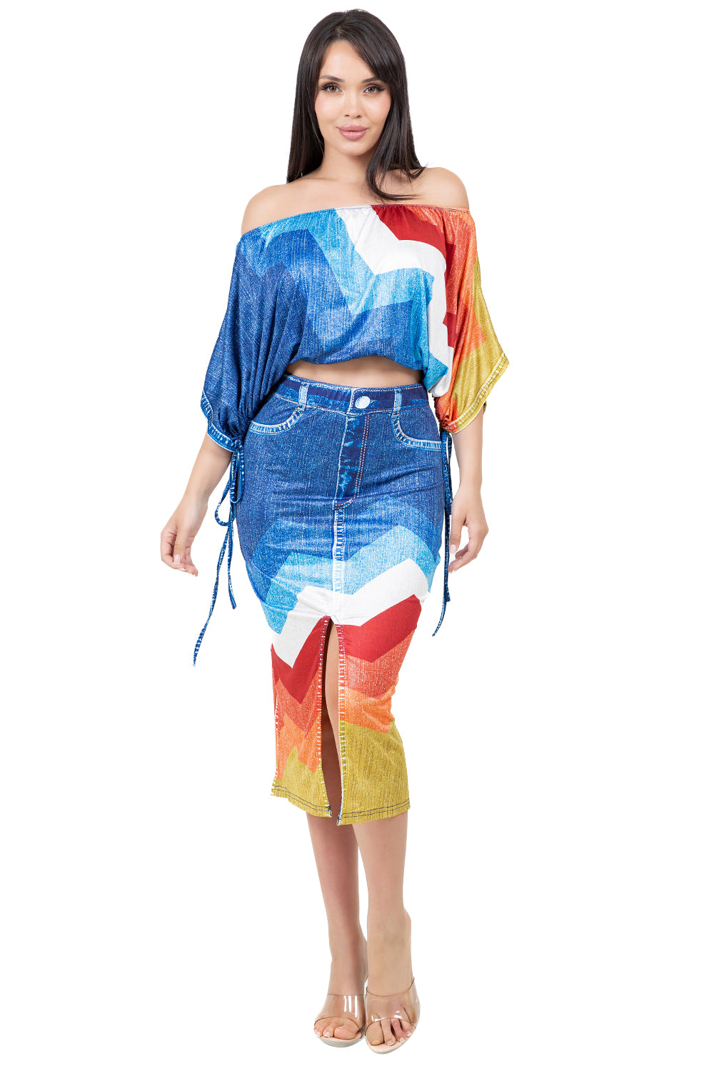 WOMEN FASHION 3D PRINT CASUAL SKIRT SET