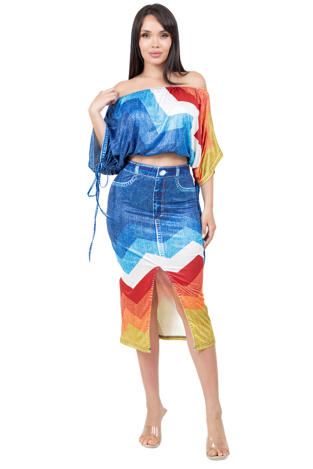 WOMEN FASHION 3D PRINT CASUAL SKIRT SET