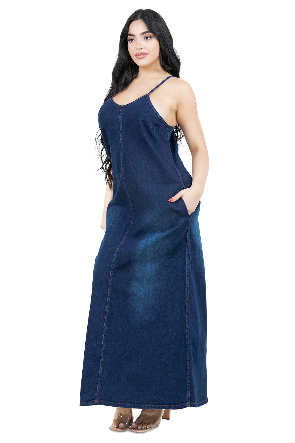 WOMEN FASHION DENIM LONG MAXI DRESS