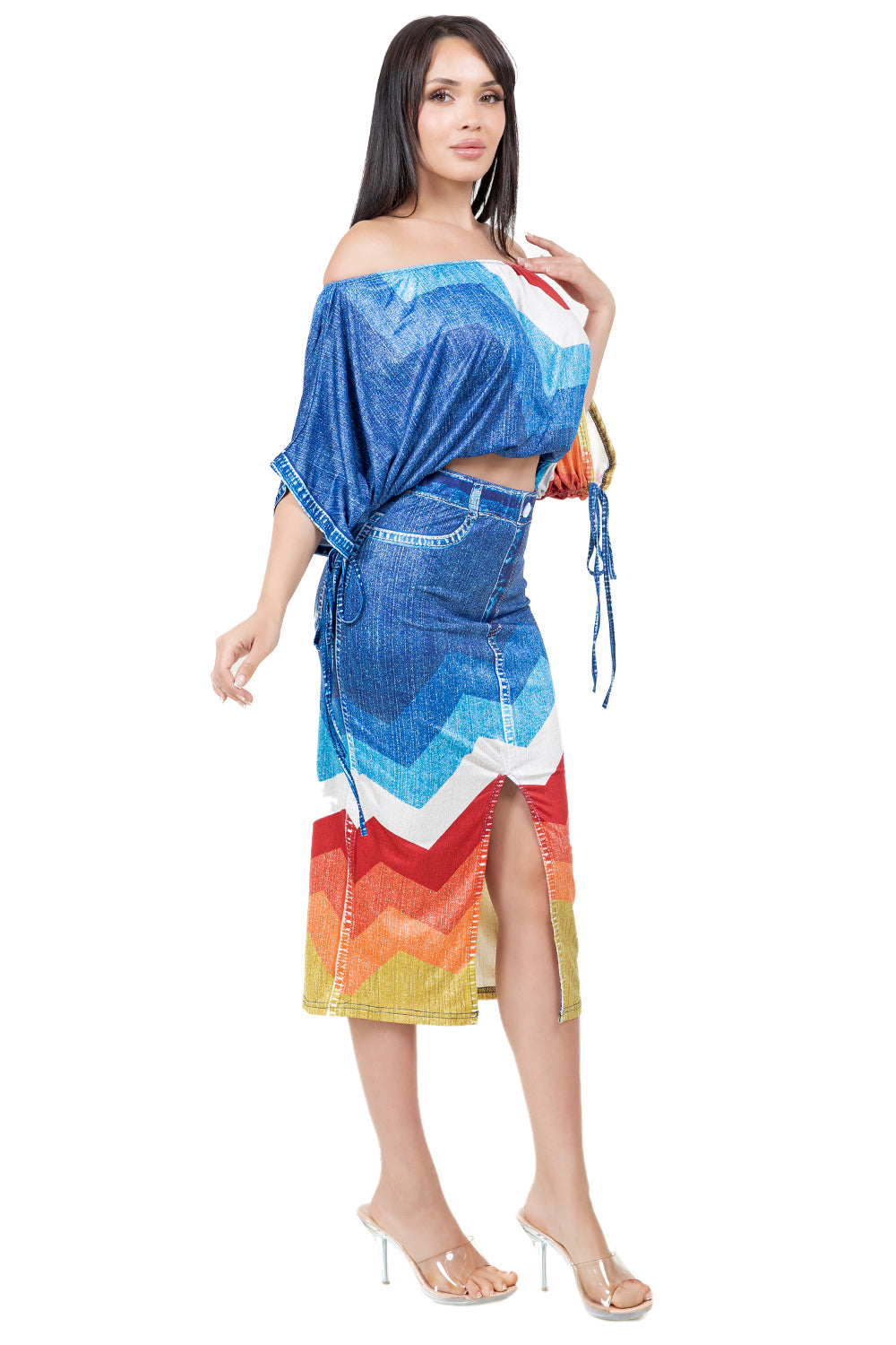 WOMEN FASHION 3D PRINT CASUAL SKIRT SET