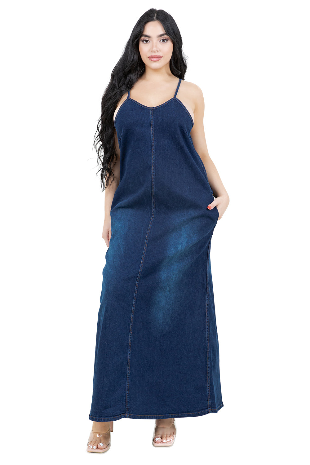 WOMEN FASHION DENIM LONG MAXI DRESS
