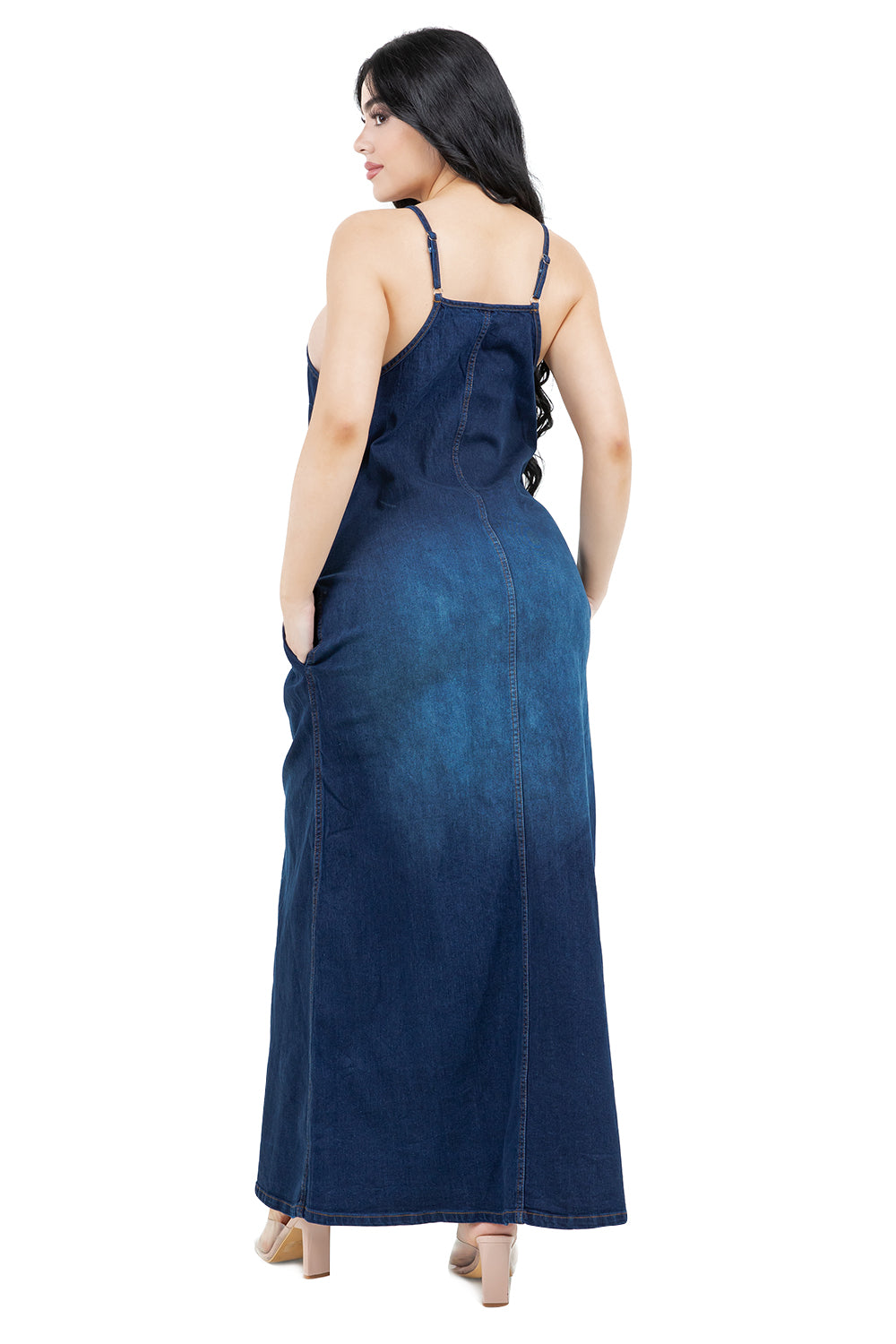 WOMEN FASHION DENIM LONG MAXI DRESS