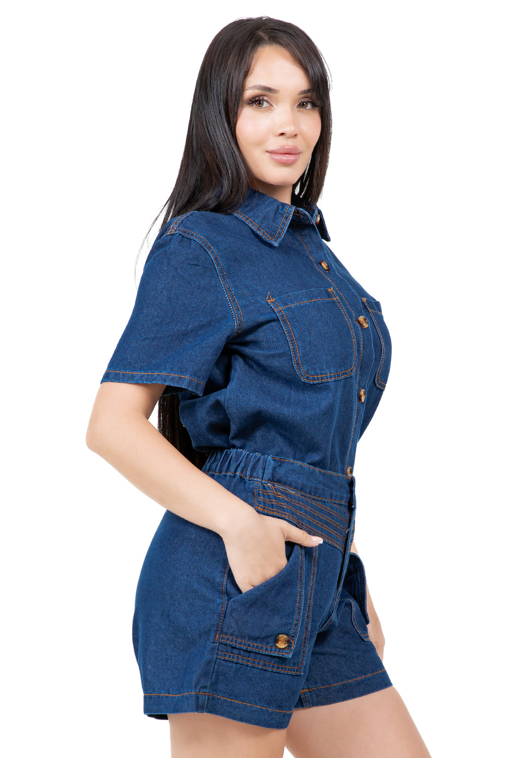 WOMEN FASHION DENIM SHORT TWO PIECE SET