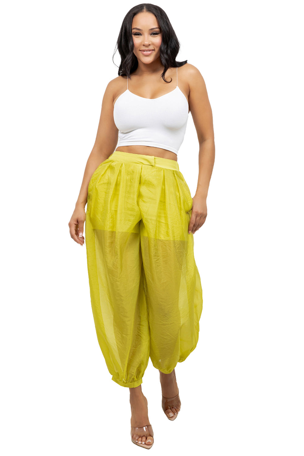 WOMEN FASHION MESH BALOON TROUSERS