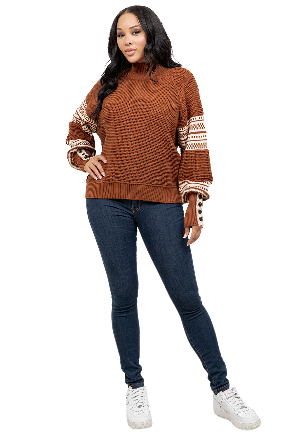 WOMEN FASHION MOCK NECK SWEATER