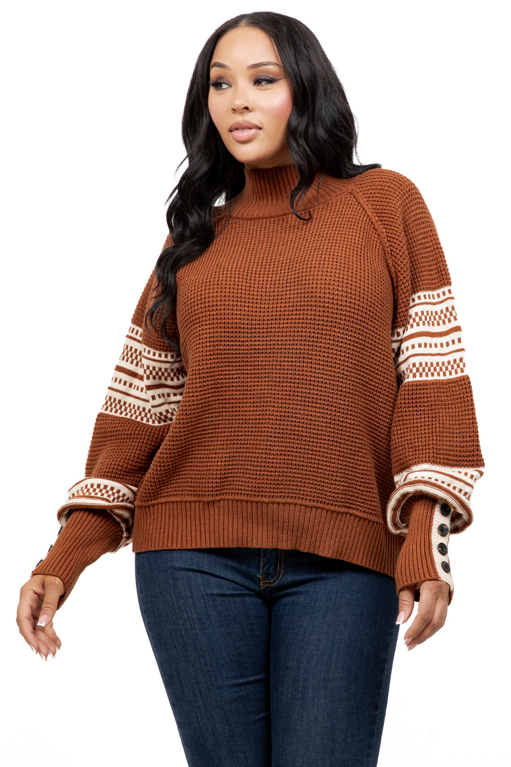 WOMEN FASHION MOCK NECK SWEATER