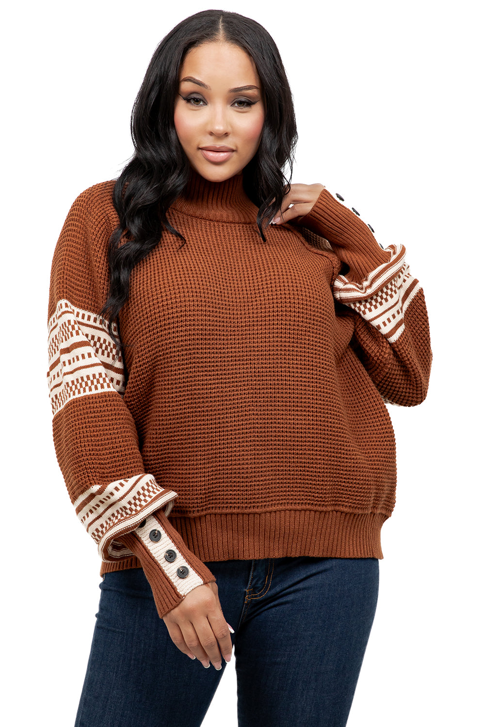 WOMEN FASHION MOCK NECK SWEATER