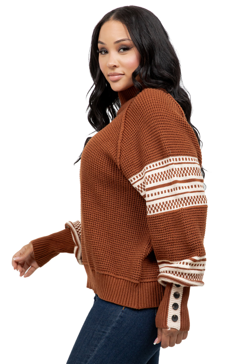 WOMEN FASHION MOCK NECK SWEATER