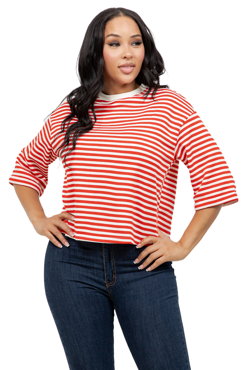 WOMEN FASHION 3/4 BELL SLEEVES T-SHIRT
