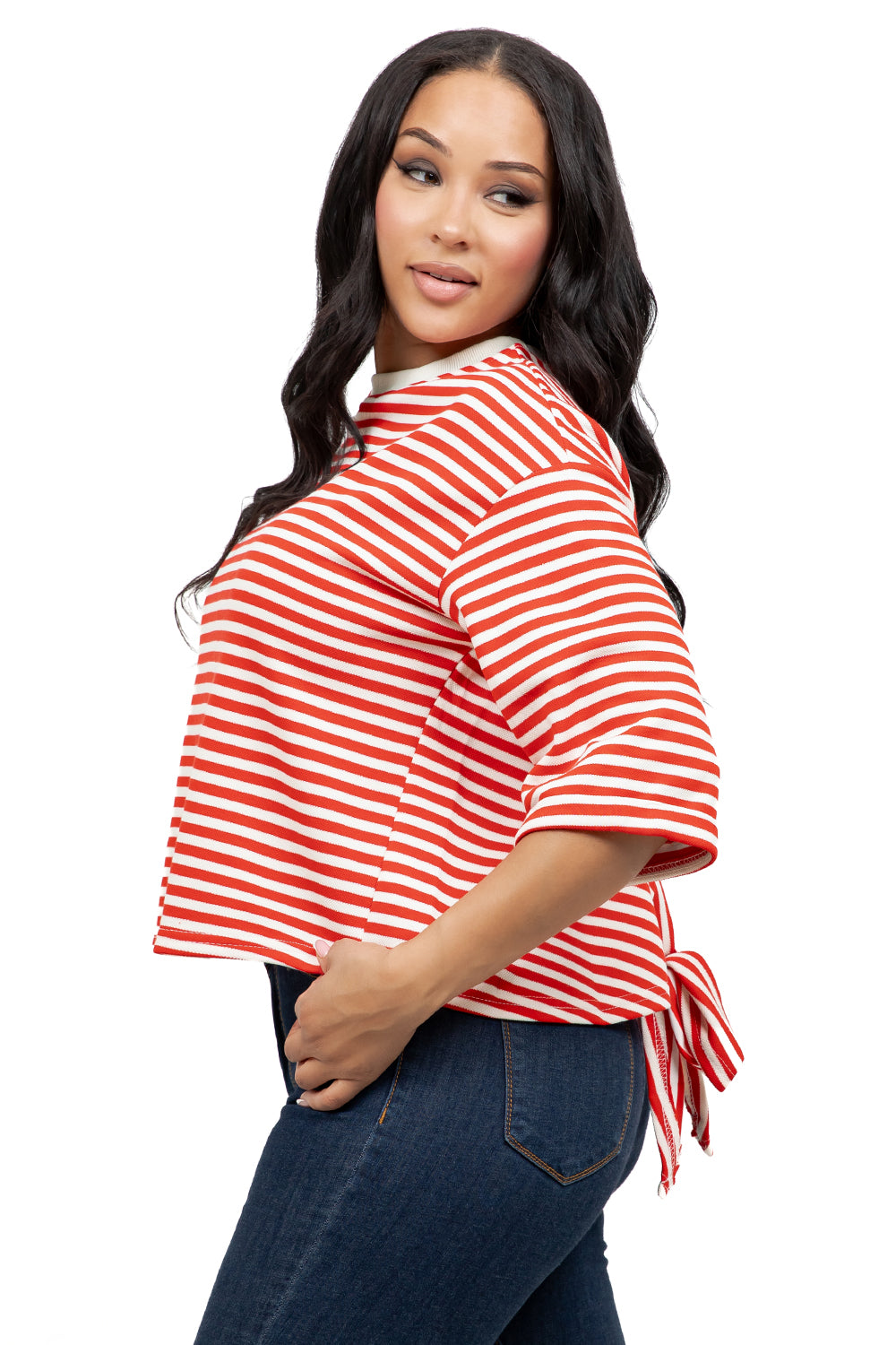 WOMEN FASHION 3/4 BELL SLEEVES T-SHIRT