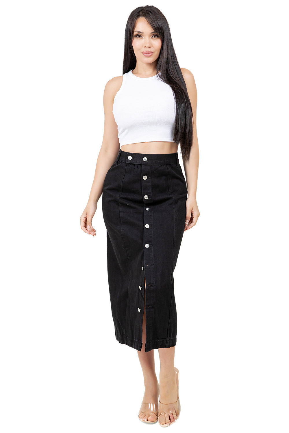 WOMEN FASHION DENIM LONG MAXI SKIRT