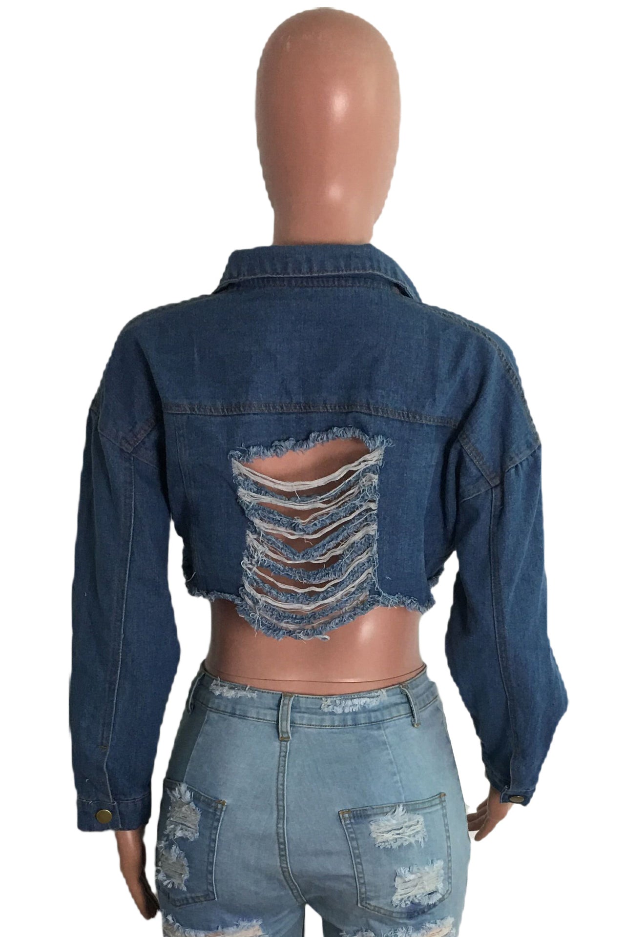 WOMEN FASHION DENIM CROPPED JACKET