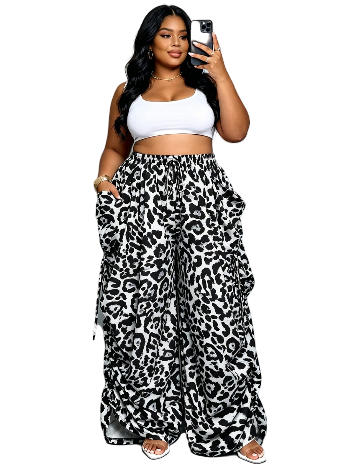 WOMEN FASHION CASUAL WIDE LEG PANTS