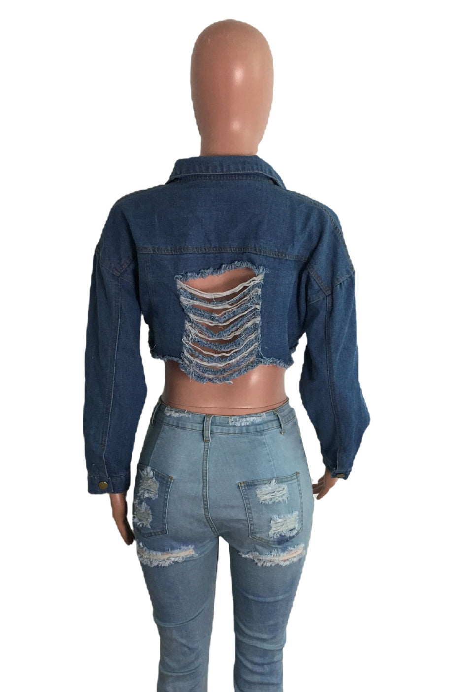 WOMEN FASHION DENIM CROPPED JACKET