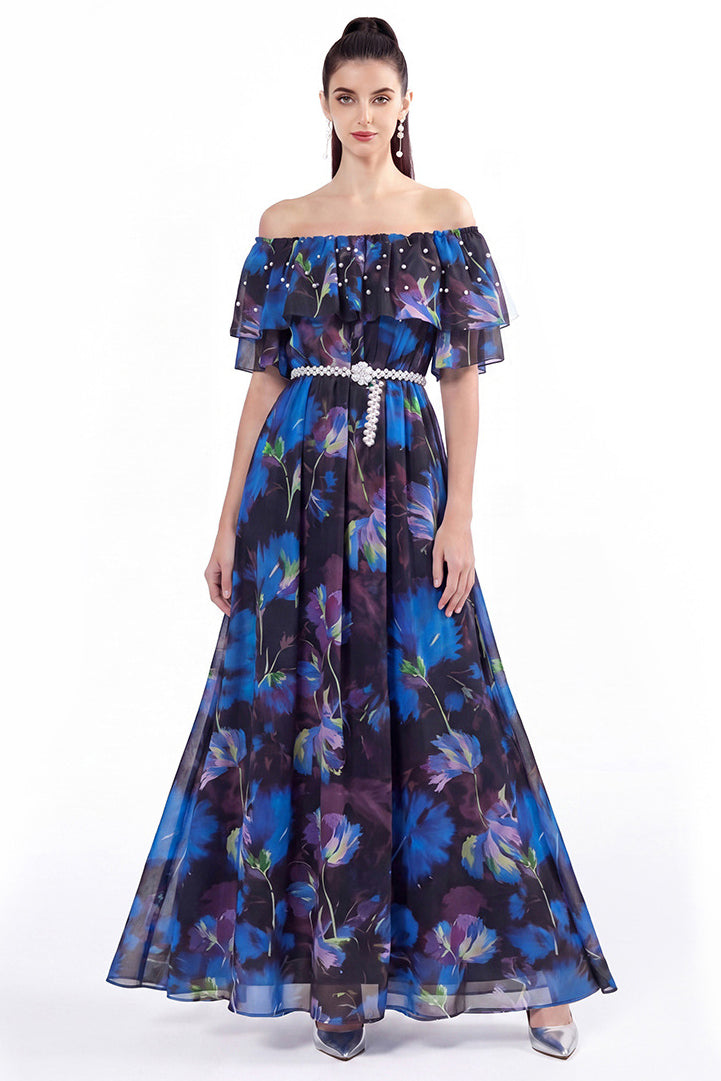 WOMEN FASHION CHIFFON LONG MAXI DRESS