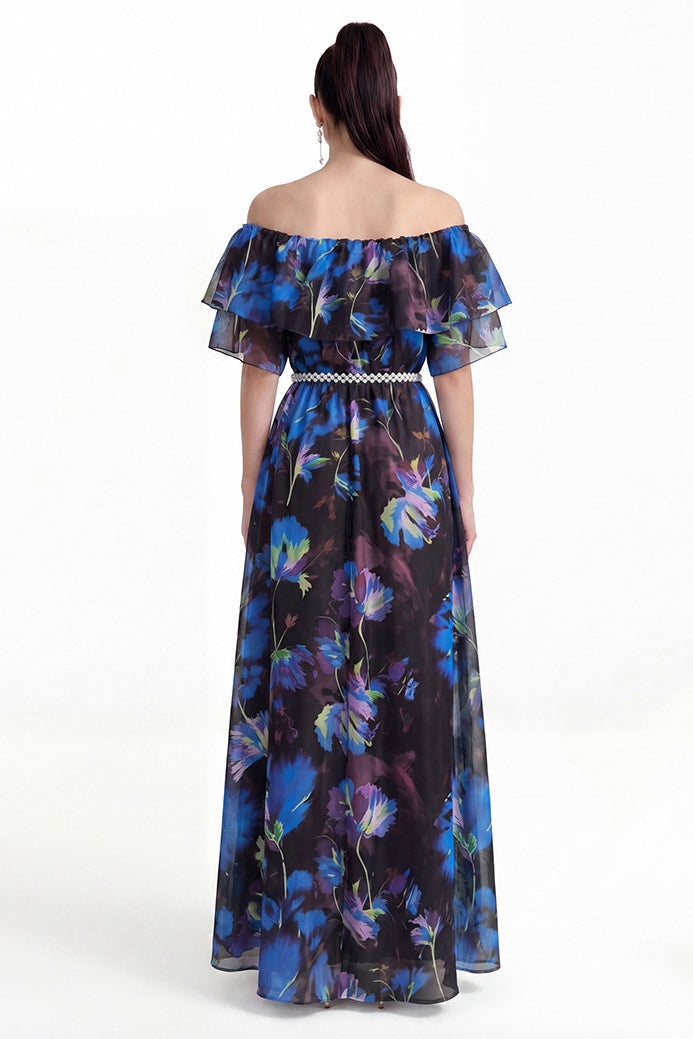 WOMEN FASHION CHIFFON LONG MAXI DRESS