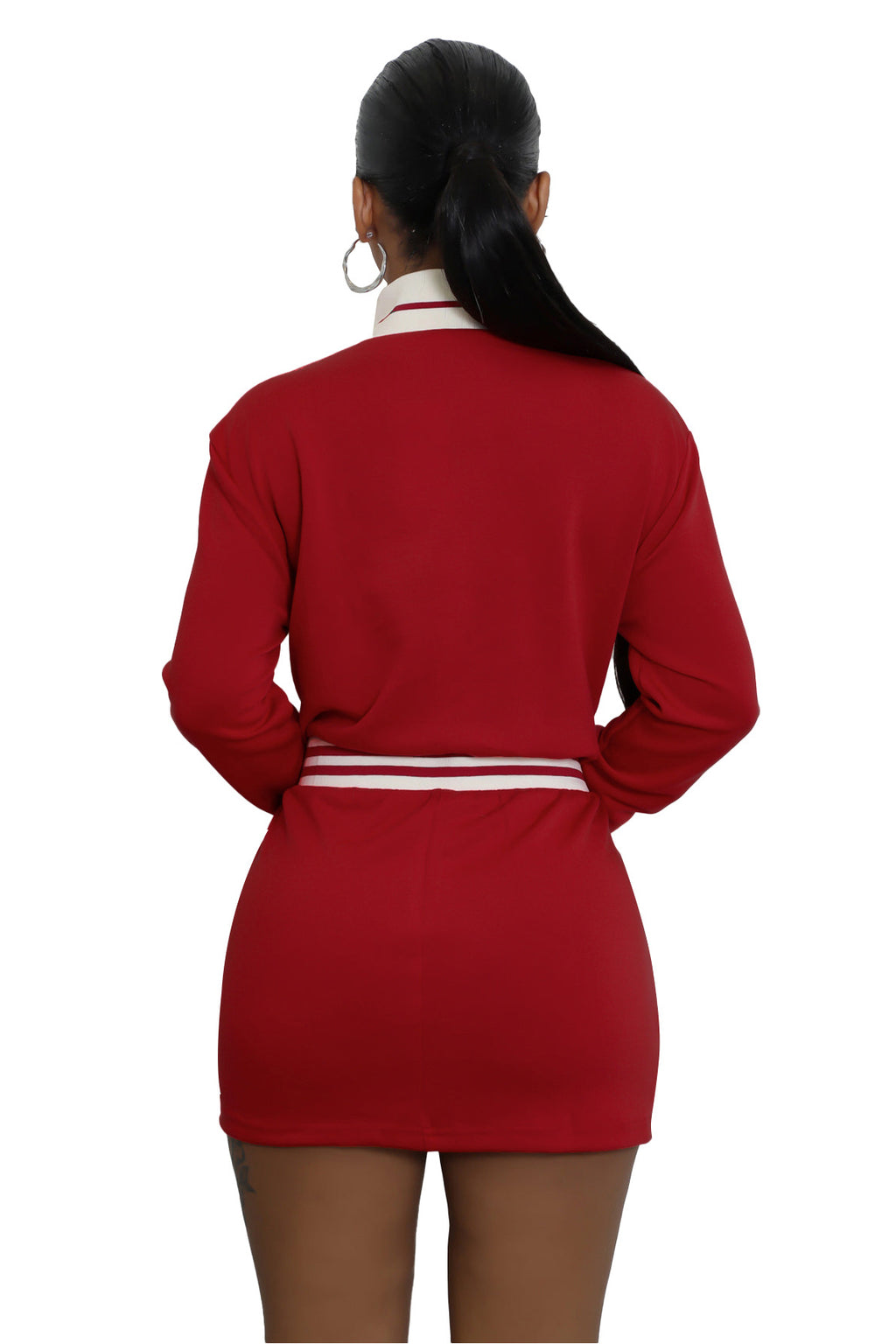 WOMEN FASHION LONG SLEEVE MIDI DRESS