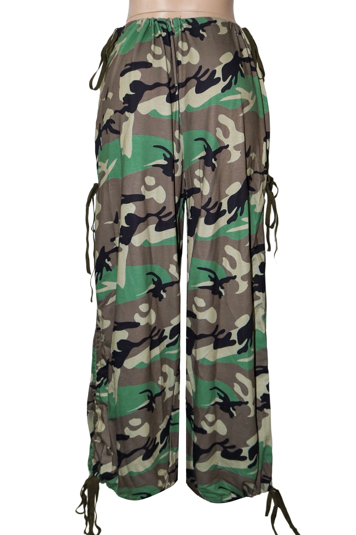 WOMEN FASHION OVERSIZED CAMOUFLAGE DRAWSTRING CARGO PANTS