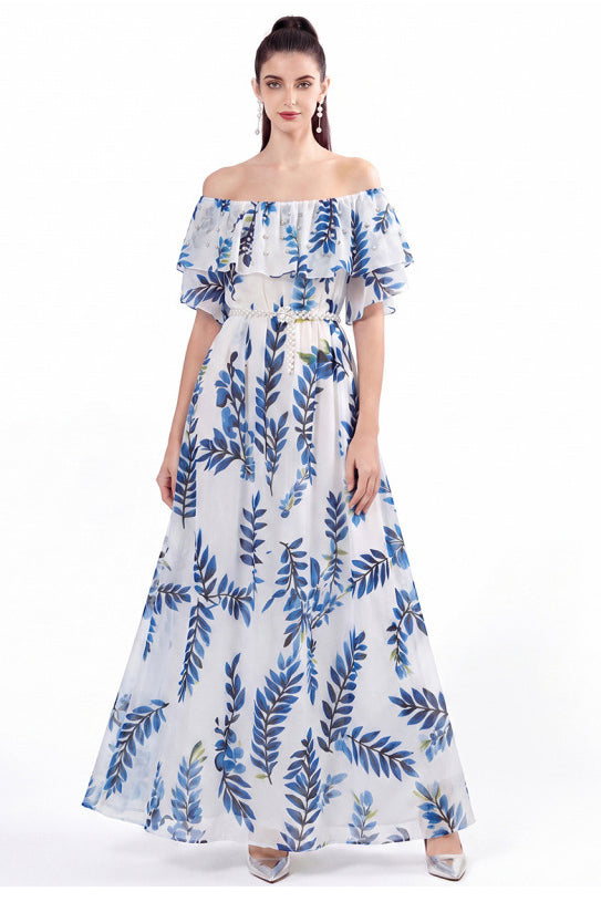 WOMEN FASHION CHIFFON LONG MAXI DRESS